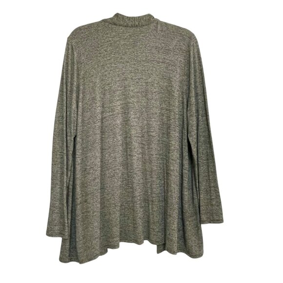J. Jill Wearever Mottled Gray-Brown Long Line Open Front Cardigan Sz XL Pockets - Picture 3 of 13